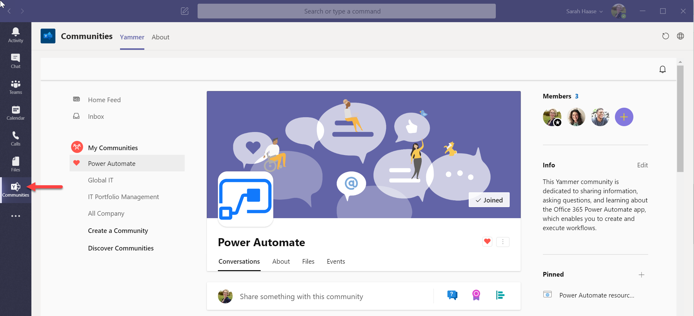 Yammer app in Teams - 09