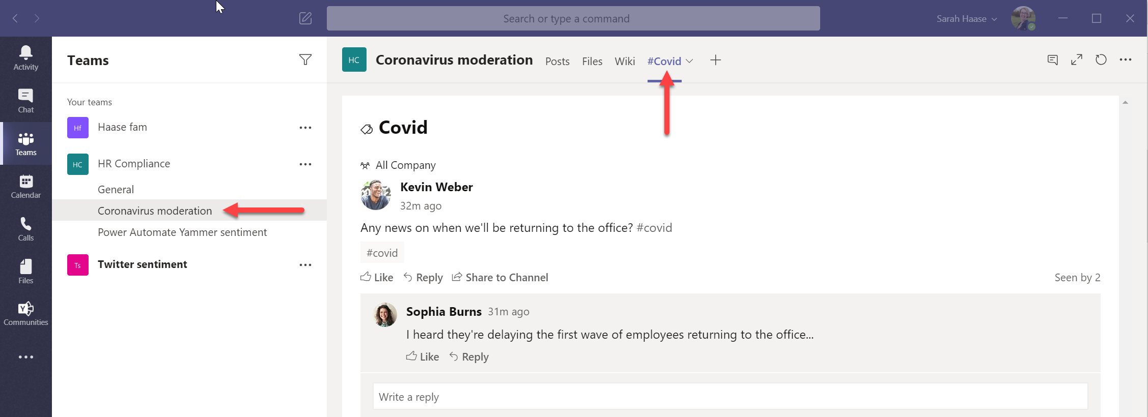 Yammer app in Teams - 10